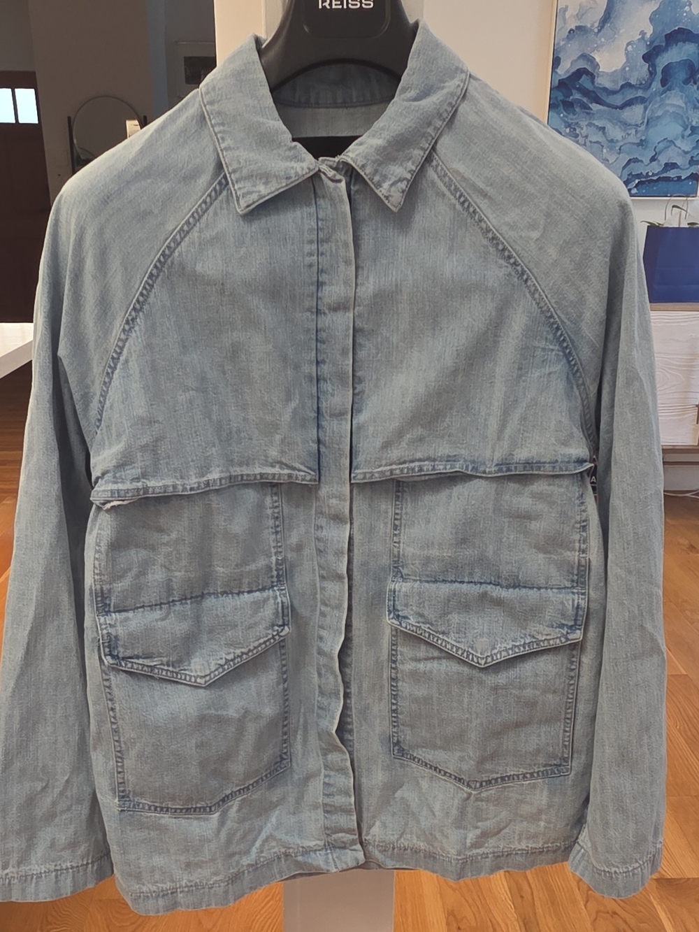 RtA Womens Long Sleeve Light Blue Japanese Denim Snap Button Louna Dress (M)